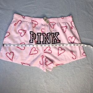 Pink pajama shorts-Candy Cane Hearts
